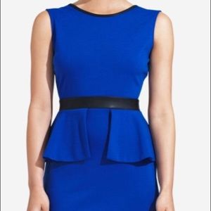 Royal Blue Peplum Dress with Leather accent